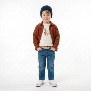 BLUE JEANS WITH BEIGE BELT
